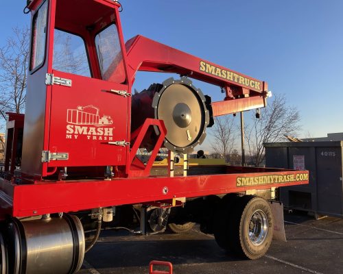A Smash Truck® from Smash My Trash® showing up on site for mobile waste compaction.
